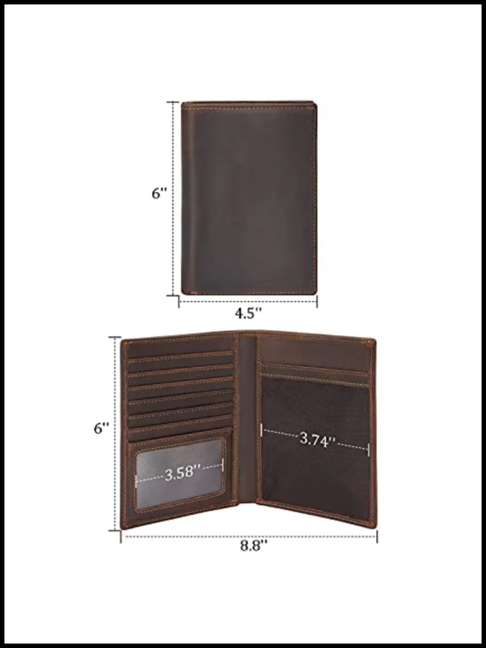 Genuine Full Grain Leather Passport Holder RFID Blocking Travel Wallet